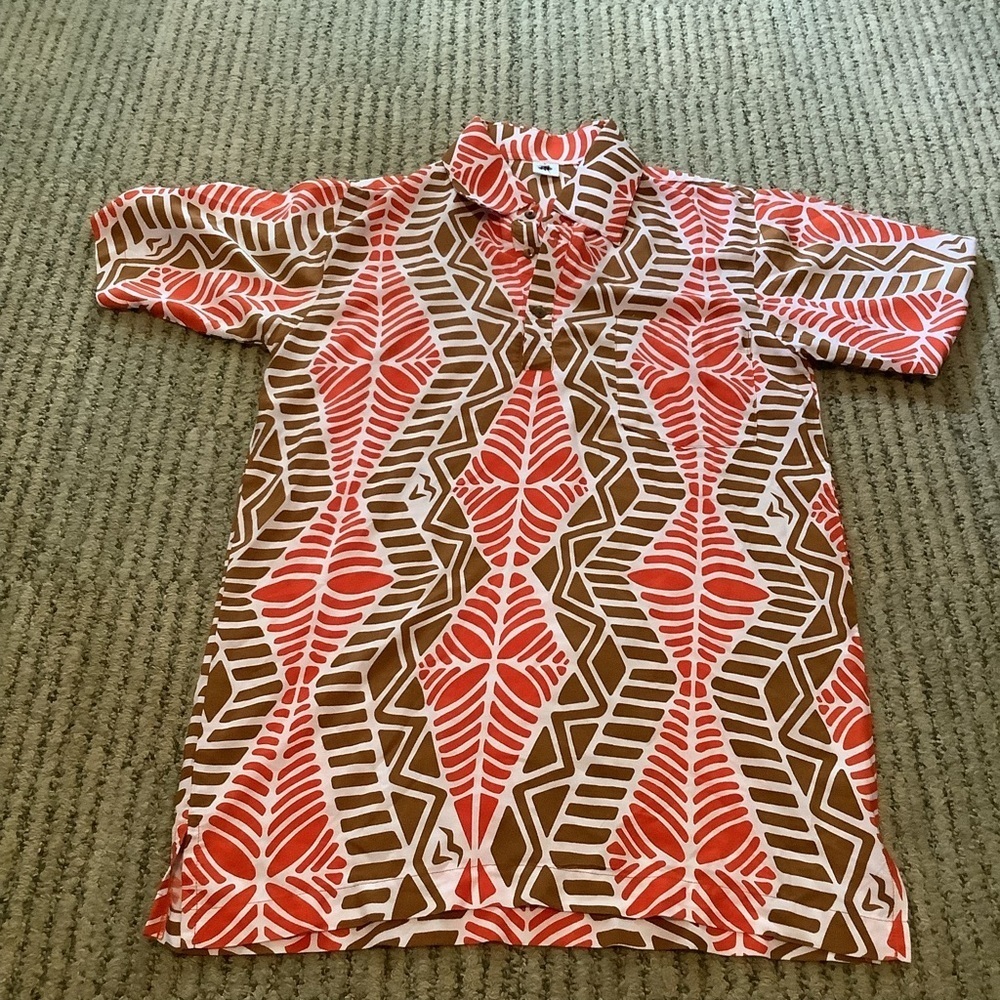 Missing Polynesia Pullover Top Small Adult Orange Brown